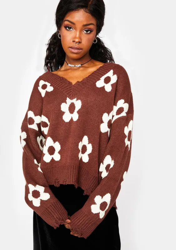 Chocolate Floral Sweater sold by Dolls Kill