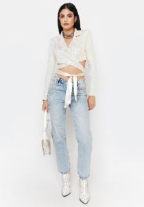 Opal Party's Here Sequin Wrap Blazer sold by Dolls Kill