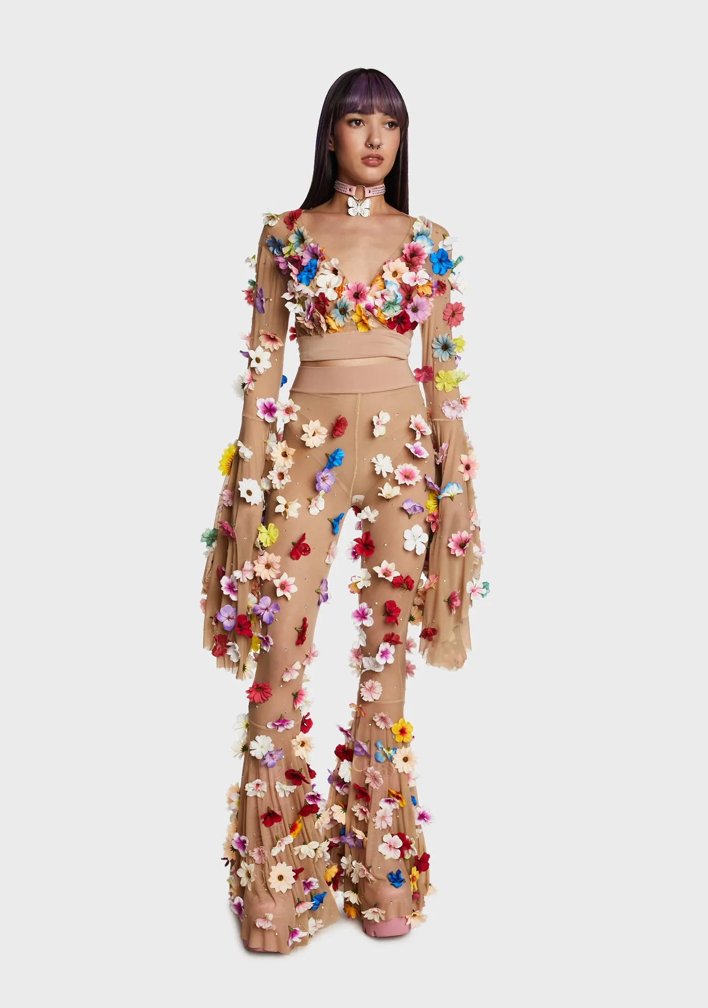 Flower Power Bell Sleeve Top sold by Dolls Kill product image thumbnail 3