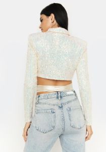 Opal Party's Here Sequin Wrap Blazer sold by Dolls Kill