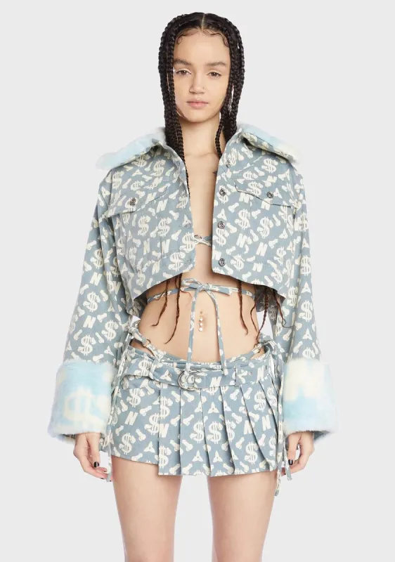 Monogram Denim Crop Jacket sold by Dolls Kill