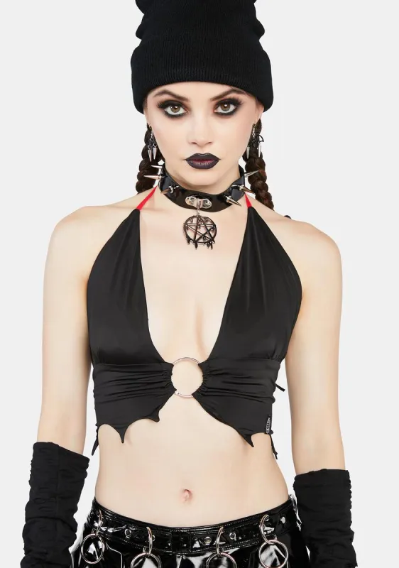 Dracula's Daughter O-Ring Halter Top sold by Dolls Kill