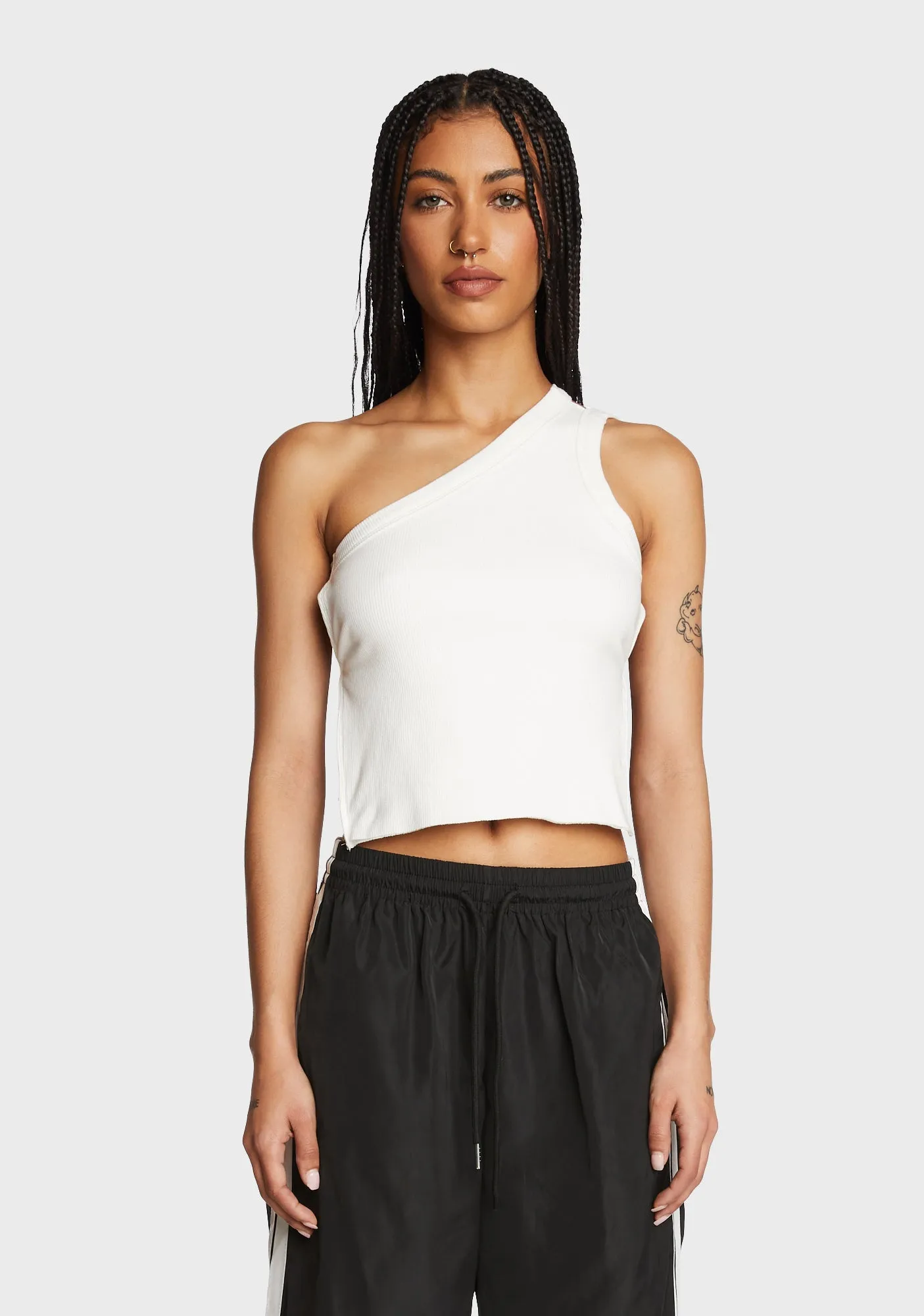 Verdi Open-Back One Shoulder Top - White sold by Dolls Kill