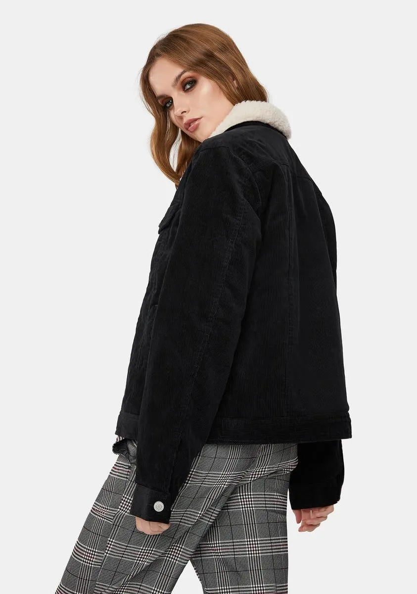Black Sherpa Lined Corduroy Jacket sold by Dolls Kill product image thumbnail 4