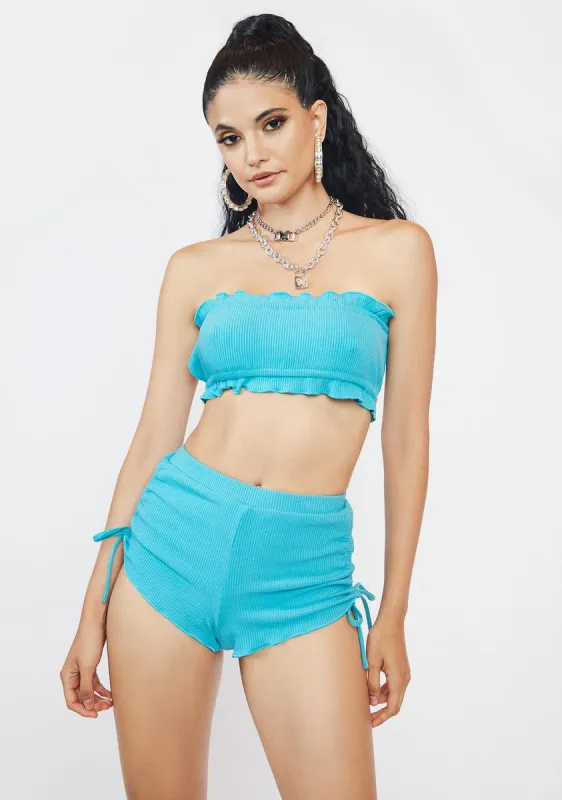 Turquoise Cut You Off Hot Shorts Set sold by Dolls Kill