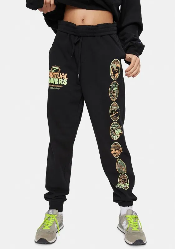 X Playdude Black 7 Powers Sweatpants sold by Dolls Kill