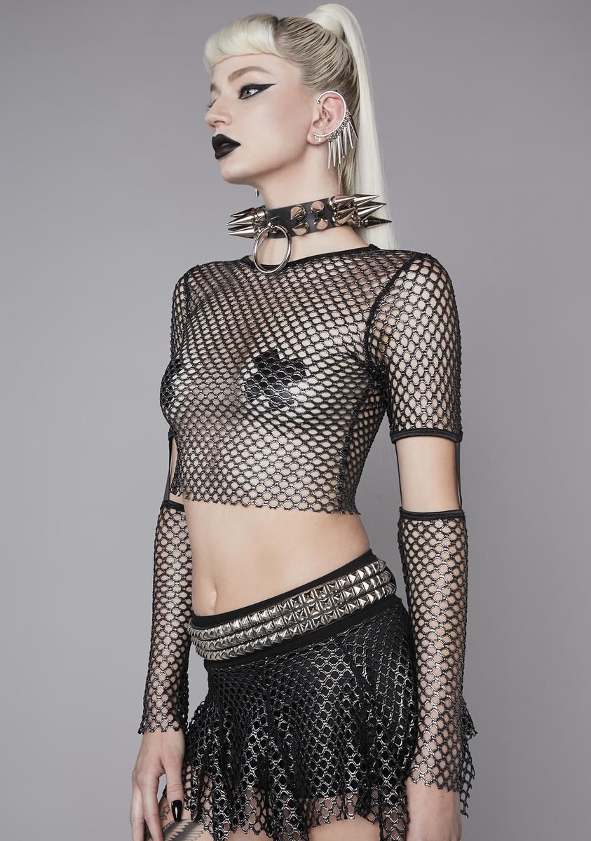 Raising Hell Fishnet Crop Top sold by Dolls Kill product image thumbnail 2