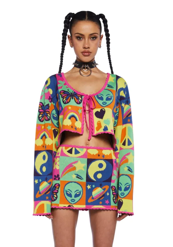 Acid Trippin Knit Cardigan sold by Dolls Kill