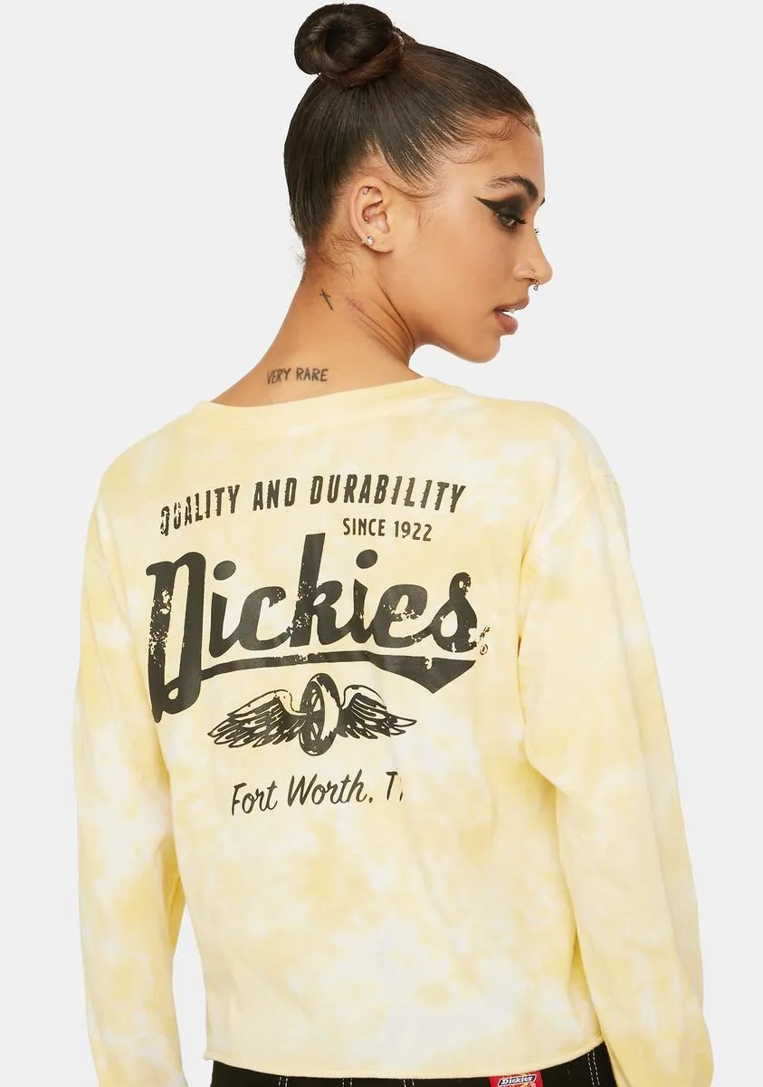Yellow Tie Dye LS Cropped Tee sold by Dolls Kill product image thumbnail 4