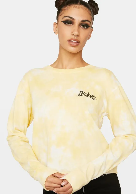 Yellow Tie Dye LS Cropped Tee sold by Dolls Kill