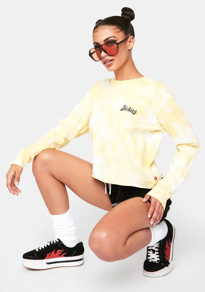 Yellow Tie Dye LS Cropped Tee sold by Dolls Kill product image thumbnail 2