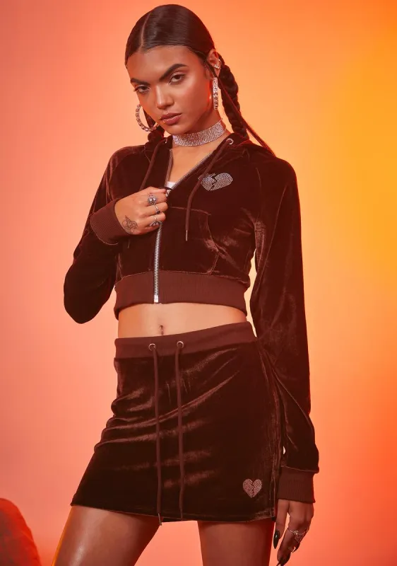 Cocoa Kissed A Girl Velour Skirt Set sold by Dolls Kill