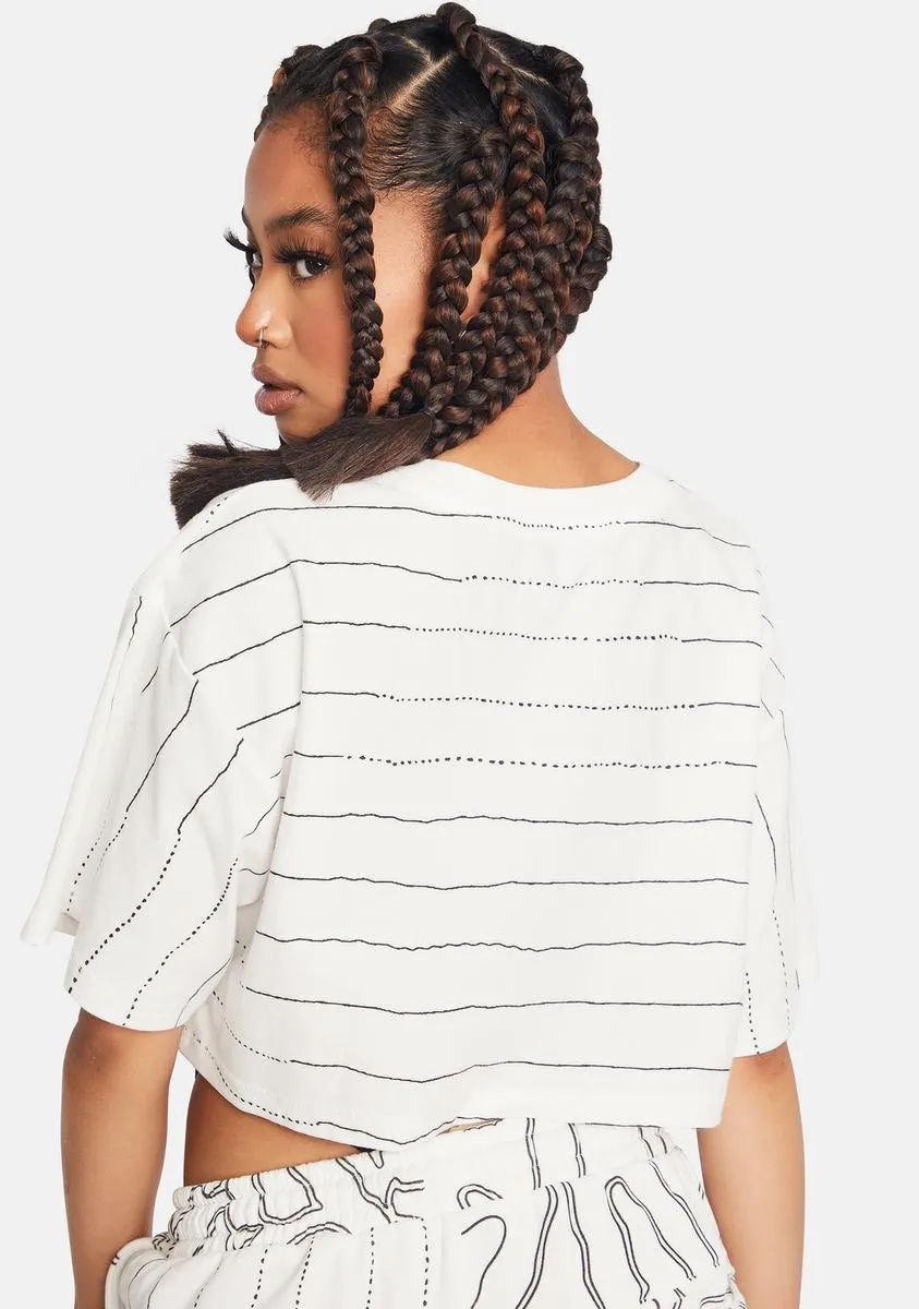 White Striped Crop Tee sold by Dolls Kill product image thumbnail 4