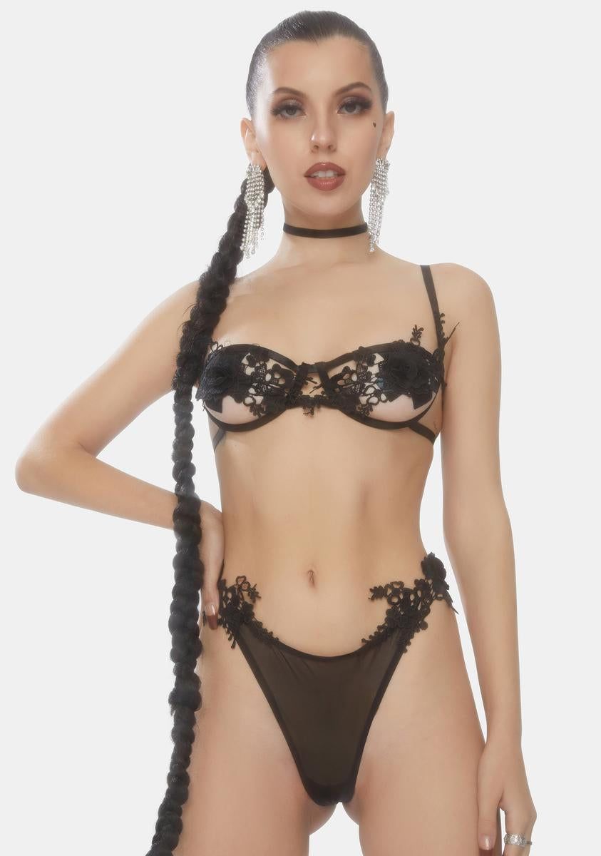 Sydney Embroidered Lingerie Set sold by Dolls Kill