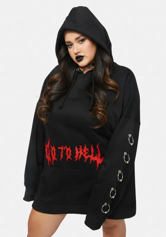 Plus Gates Of Hell Pierced Hoodie sold by Dolls Kill