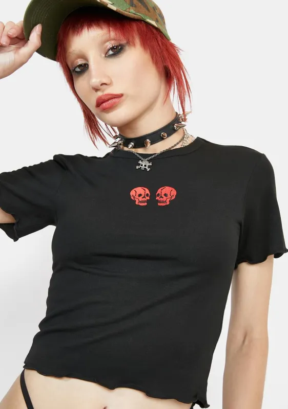 Embroidered Skull Tee sold by Dolls Kill