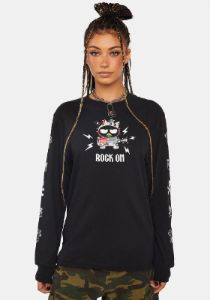 Rock On Badtz-Maru Long Sleeve Tee sold by Dolls Kill