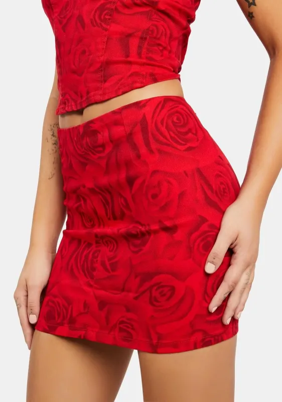 Rose Print Mini Skirt sold by Dolls Kill