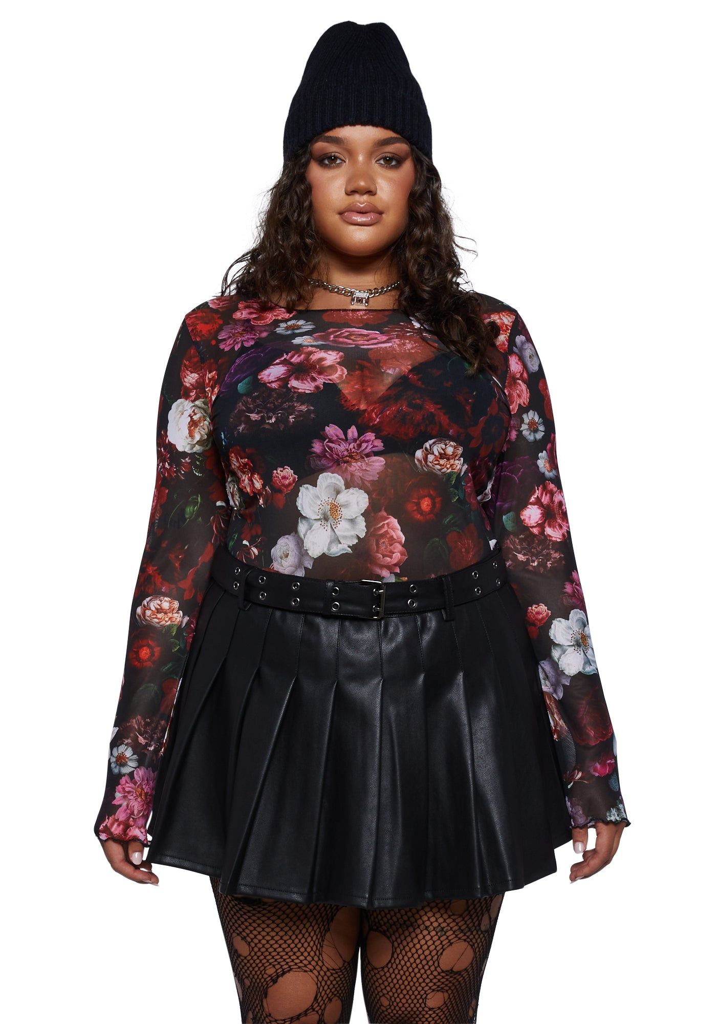 Plus Fading Splendor Mesh Top sold by Dolls Kill