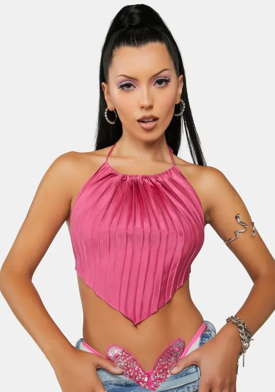 Discotheque Juliet Satin Halter Top sold by Dolls Kill