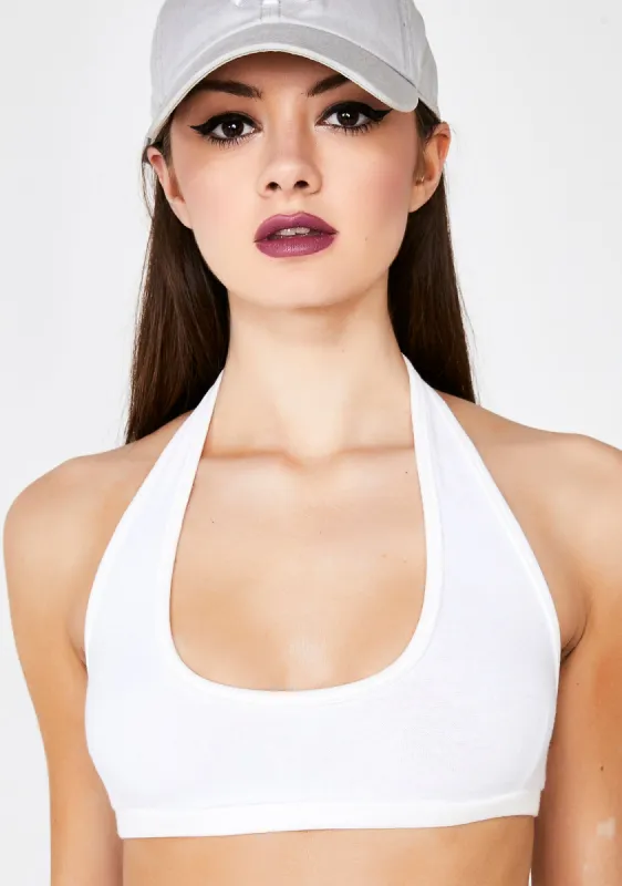 Ivory Stripe Rim Halter Bra sold by Dolls Kill