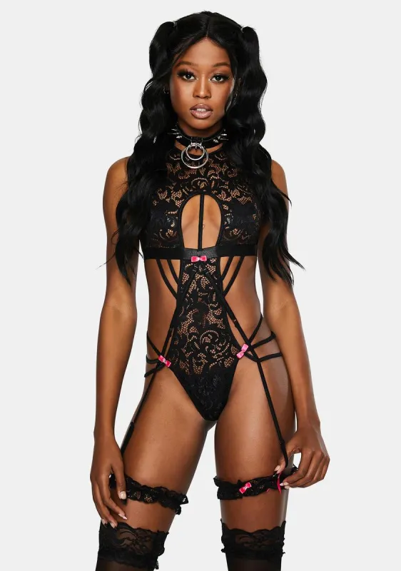 To The Love Shack Lace Garter Teddy sold by Dolls Kill