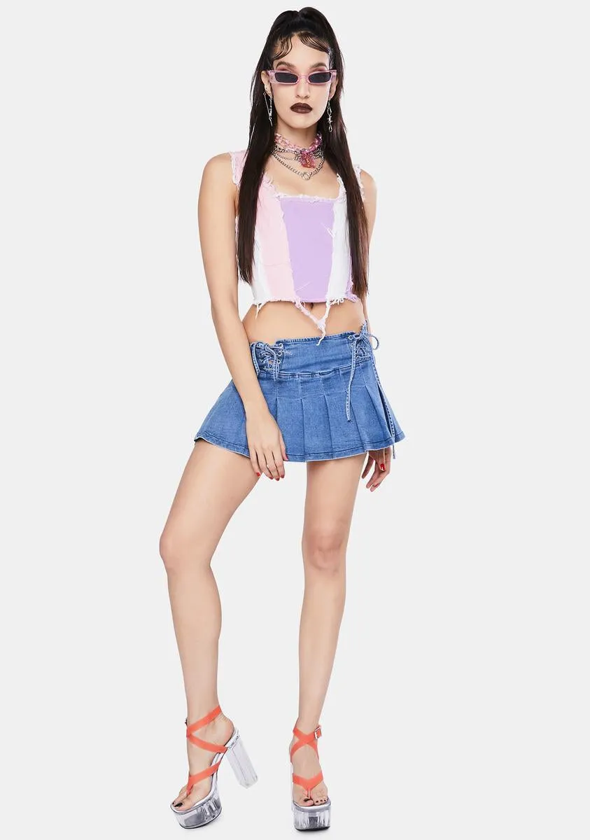 Pastel Patchwork Denim Corset Top sold by Dolls Kill product image thumbnail 3