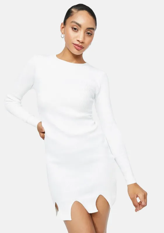 Blanc Servin' Attitude Ribbed Mini Dress sold by Dolls Kill