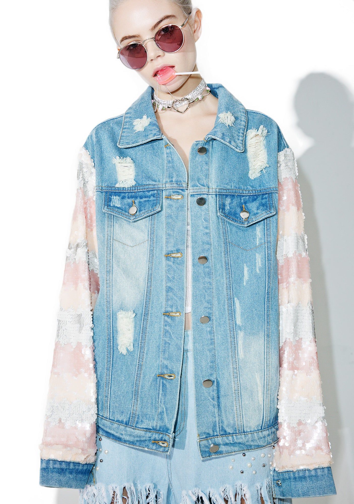 Jem Distressed Jacket sold by Dolls Kill
