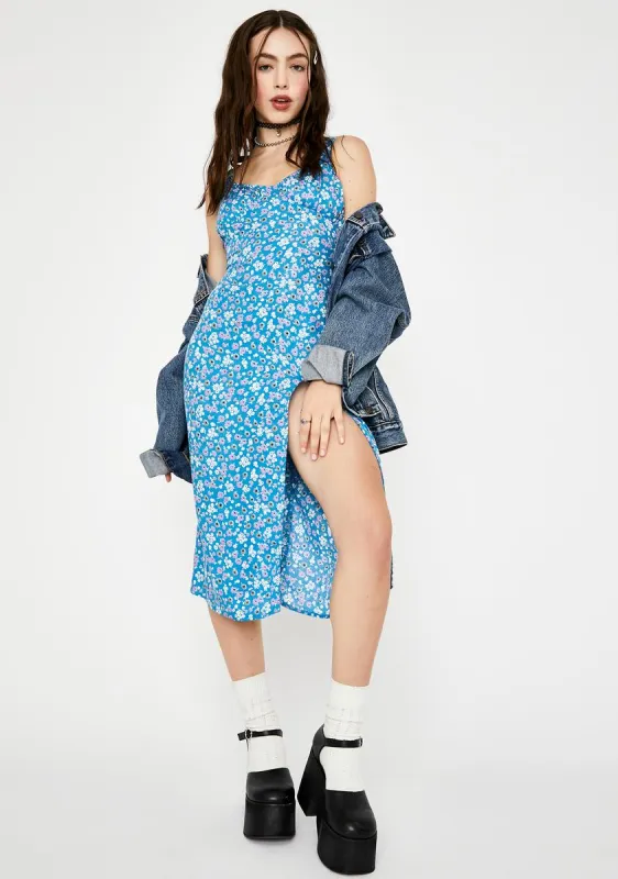 Blue Bloom Jova Midi Dress sold by Dolls Kill