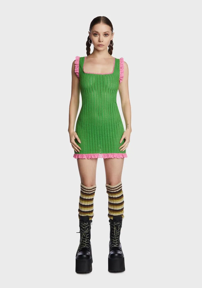 Crochet Frill Mini Dress sold by Dolls Kill