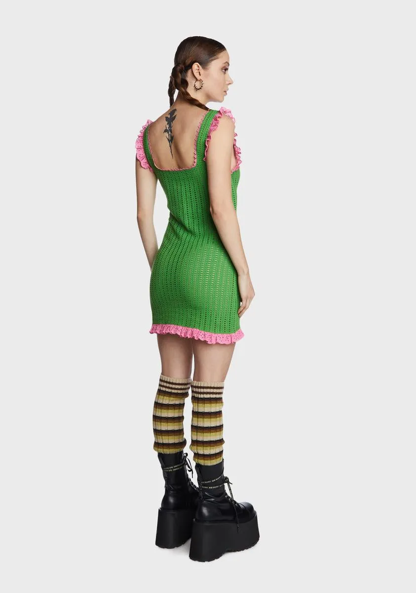 Crochet Frill Mini Dress sold by Dolls Kill product image thumbnail 5