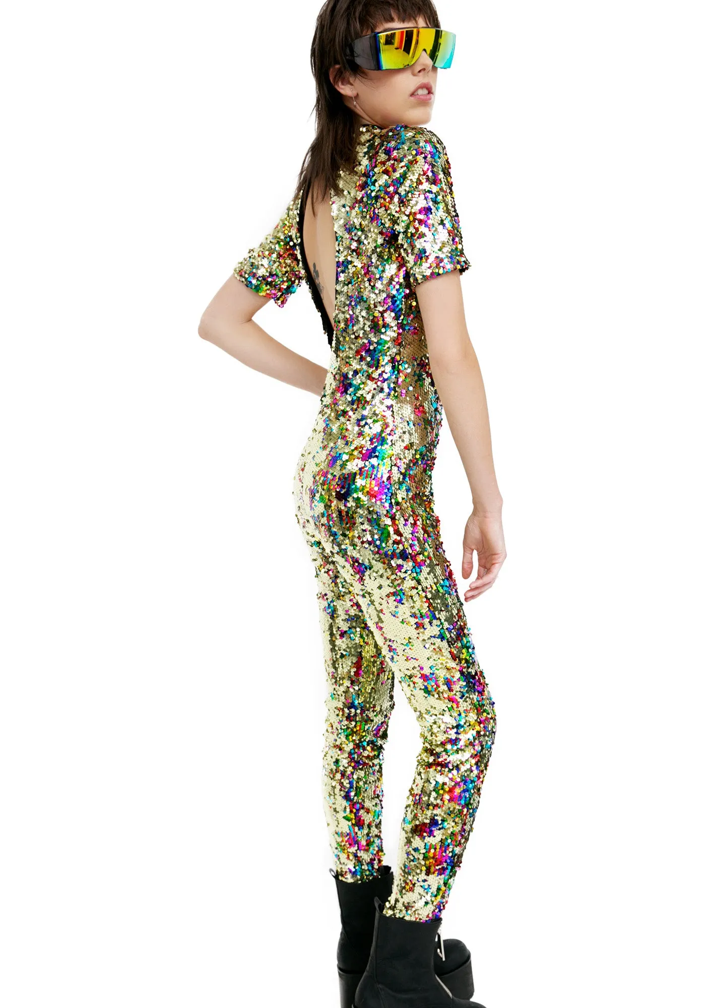 Rainbow Sequin Jumpsuit sold by Dolls Kill product image thumbnail 4