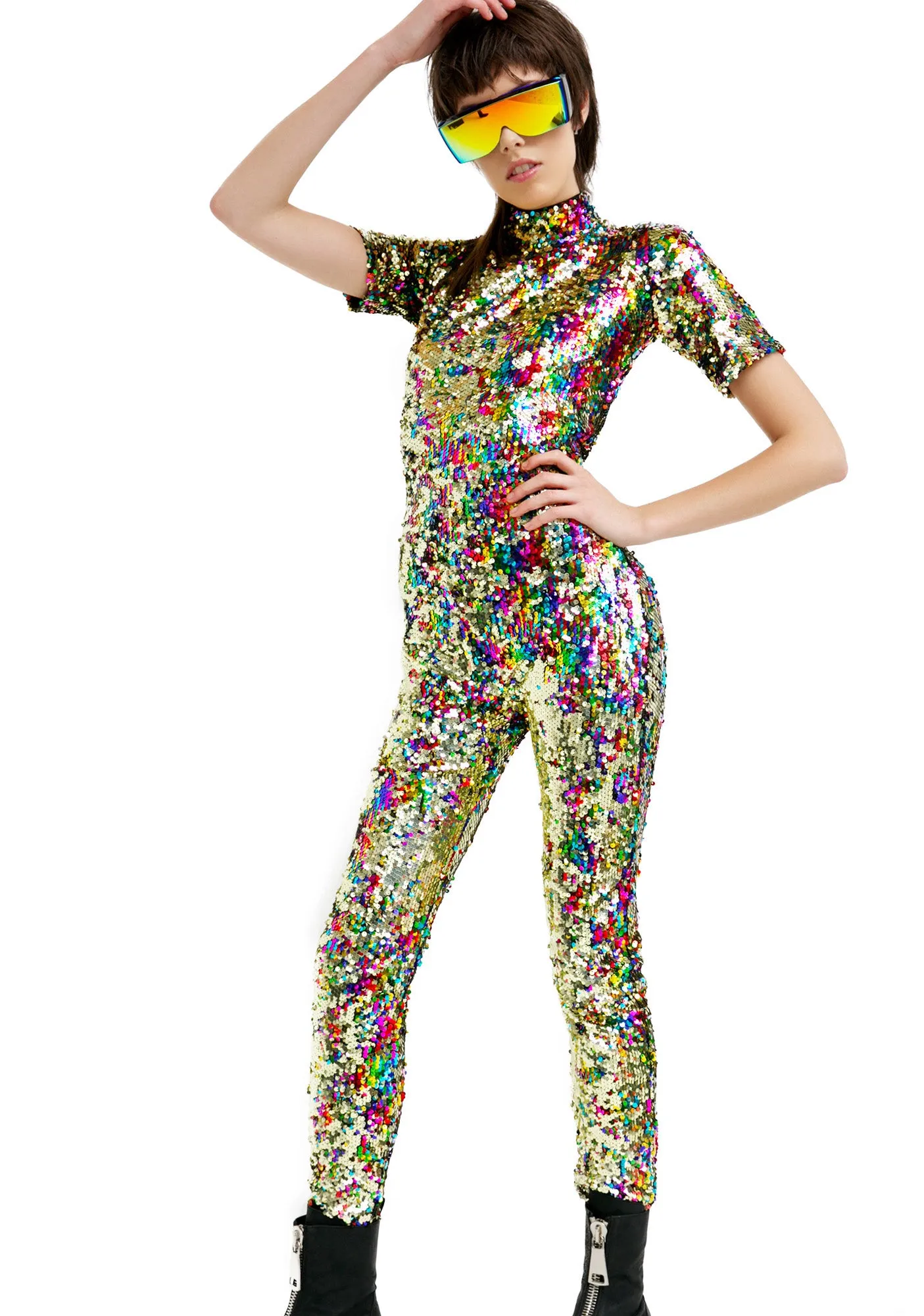 Rainbow Sequin Jumpsuit sold by Dolls Kill product image thumbnail 5