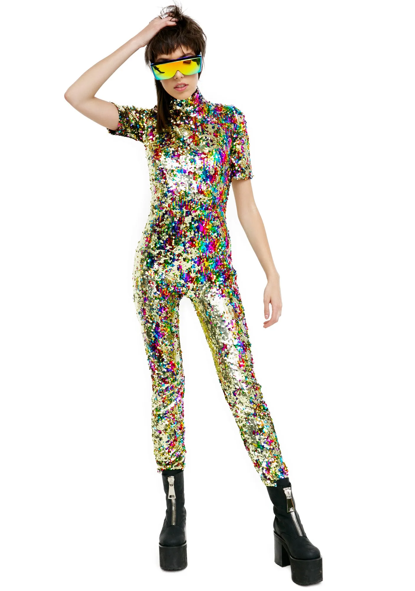 Rainbow Sequin Jumpsuit sold by Dolls Kill product image thumbnail 2