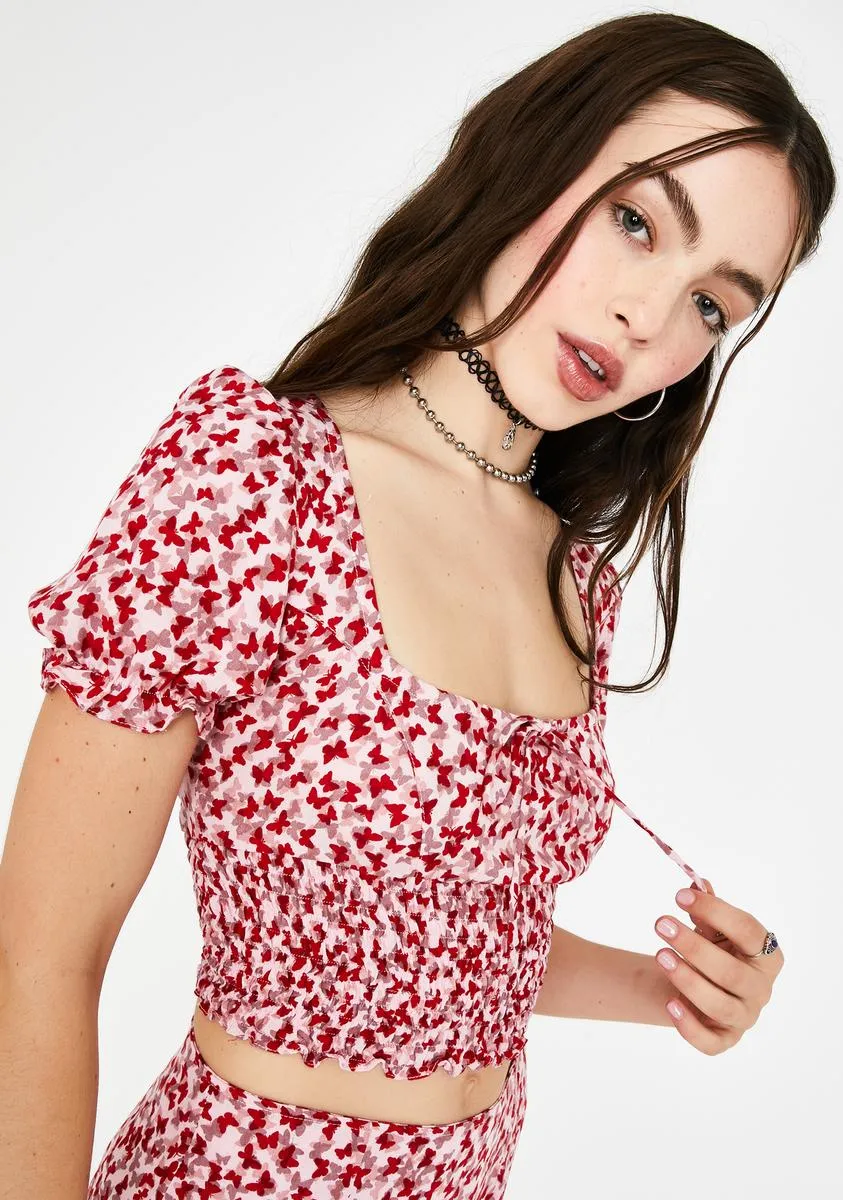 Red Butterfly Raquel Crop Top sold by Dolls Kill product image thumbnail 2