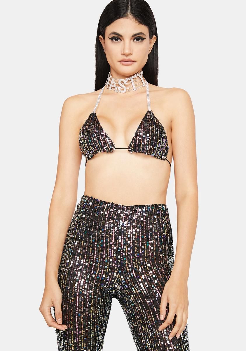 Sparkling Attitude Sequin Leggings Set sold by Dolls Kill