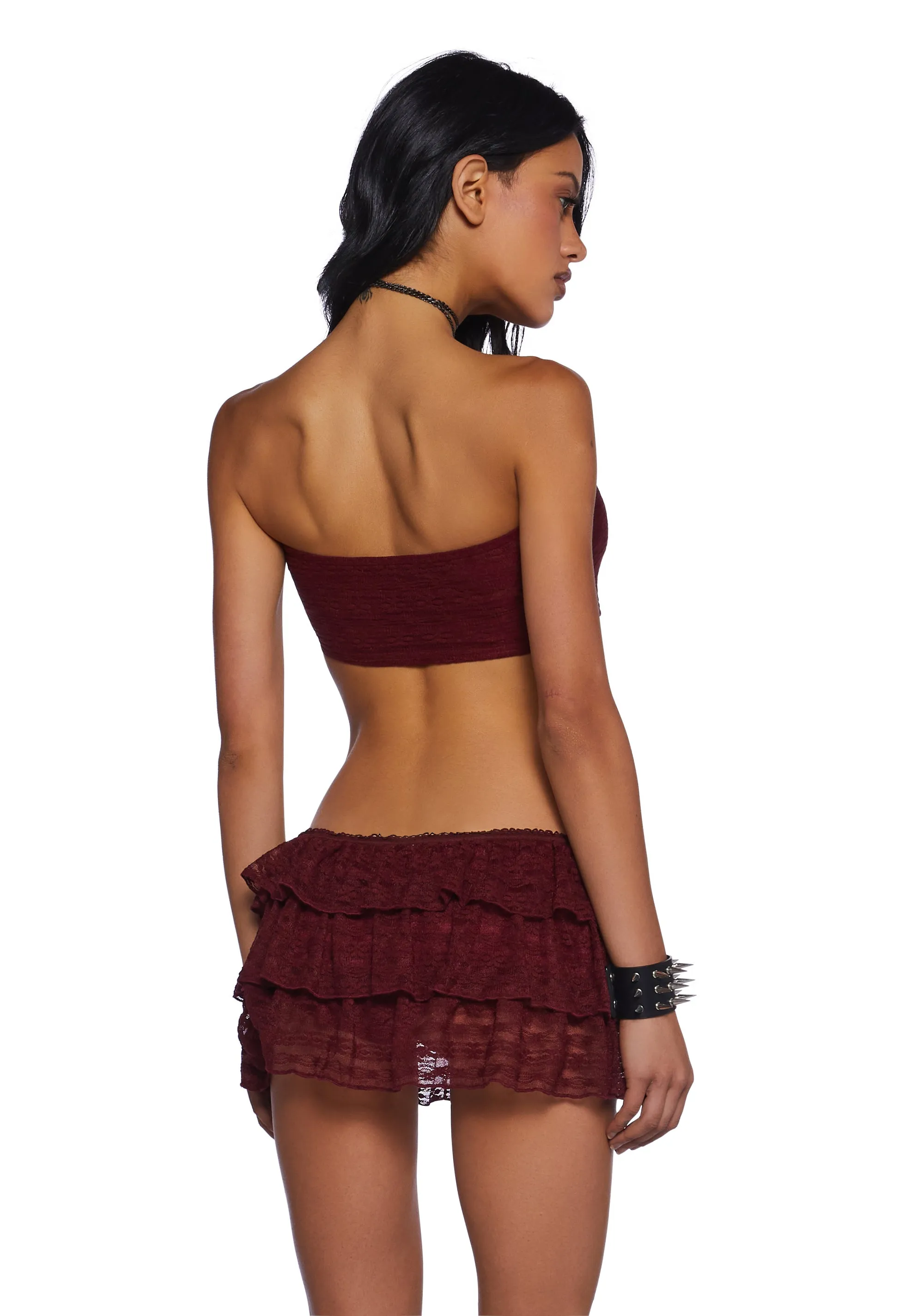 Flirty Banter Lace Skirt Set - Wine sold by Dolls Kill product image thumbnail 4