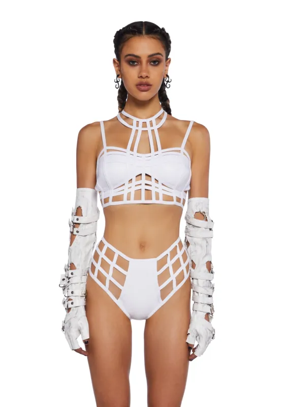 Deviant Treasure Bustier Top - White sold by Dolls Kill