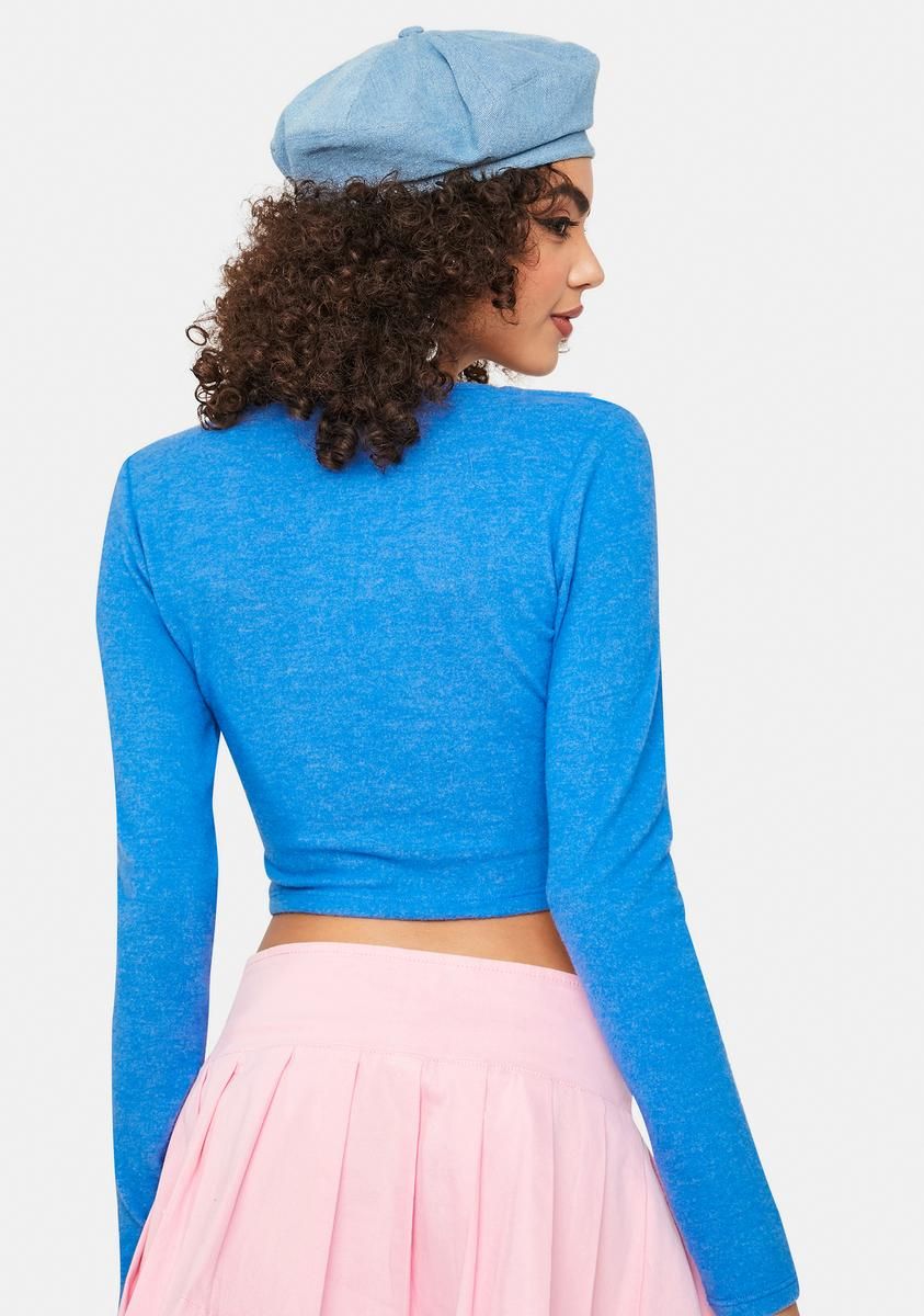 Aqua No Surprise Wrap Crop Top sold by Dolls Kill product image thumbnail 4