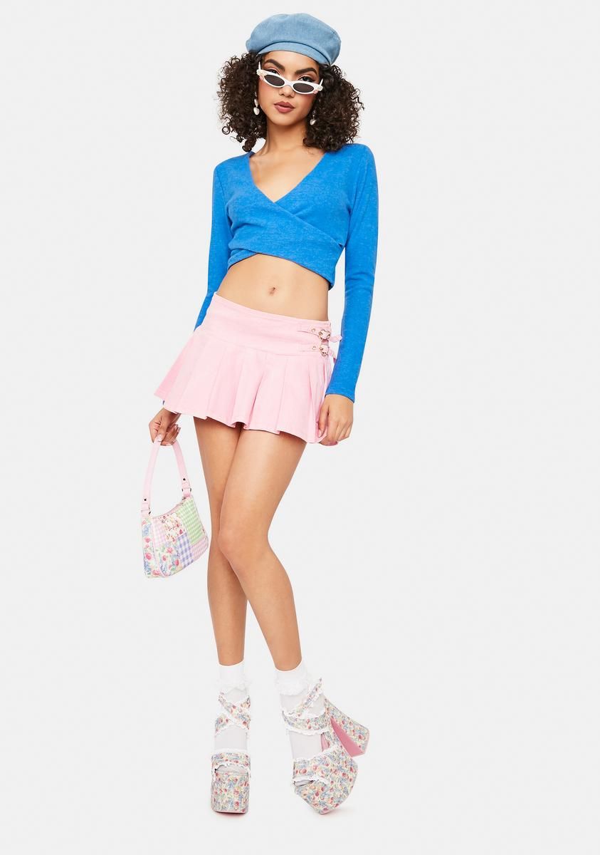 Aqua No Surprise Wrap Crop Top sold by Dolls Kill product image thumbnail 3
