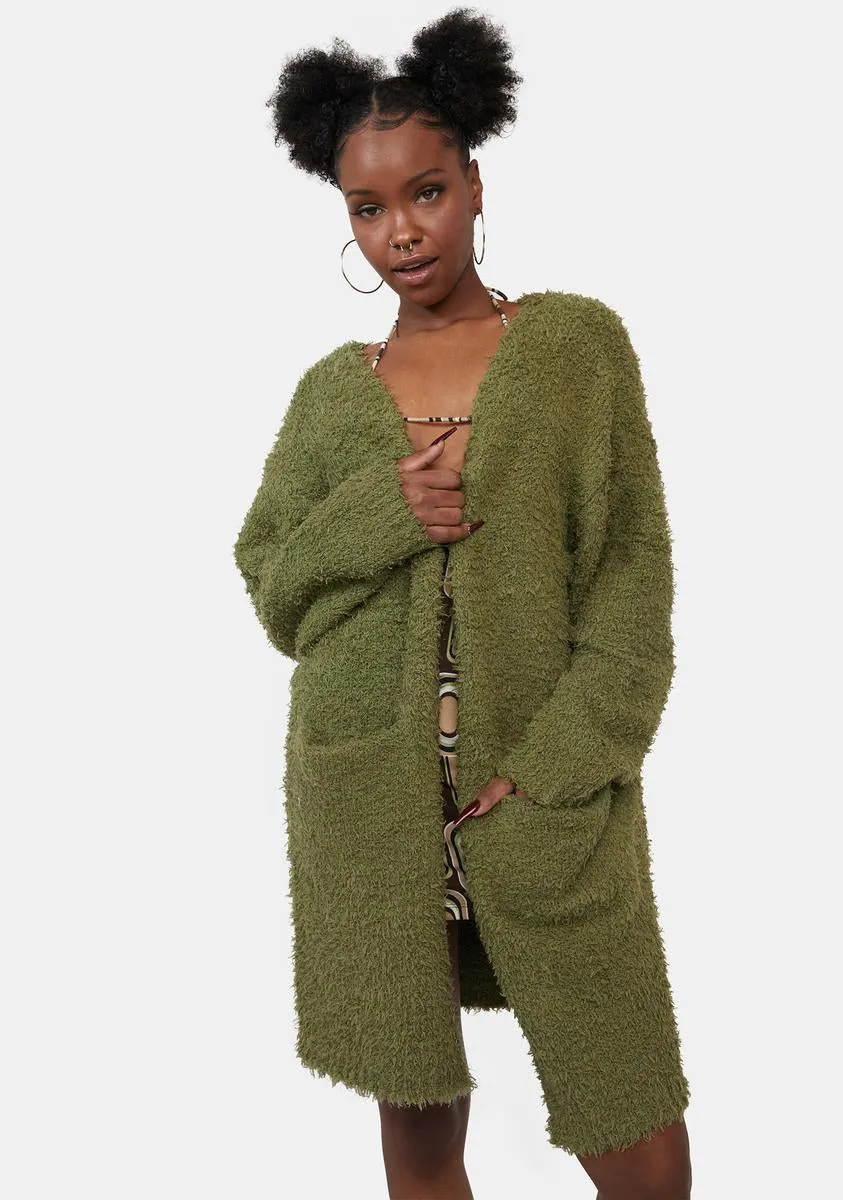 This Is Ur Space Fuzzy Cardigan sold by Dolls Kill