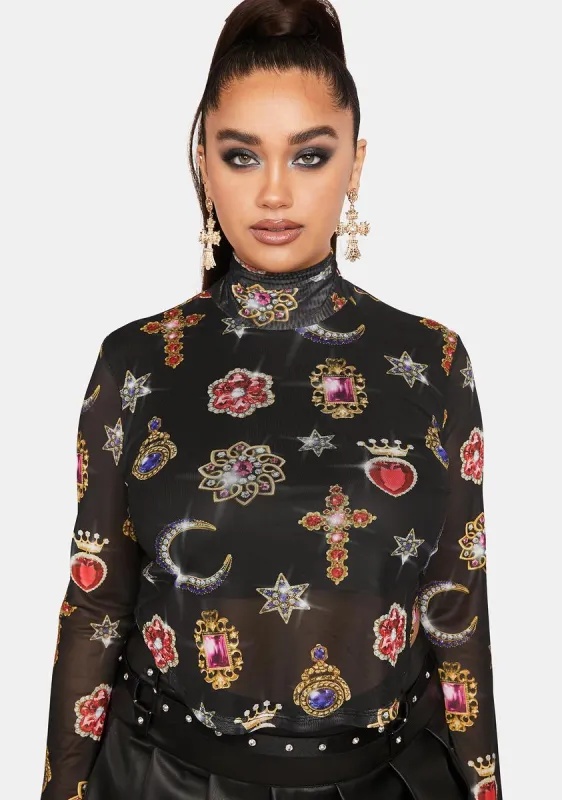 Plus You're A Gem Mesh Top sold by Dolls Kill