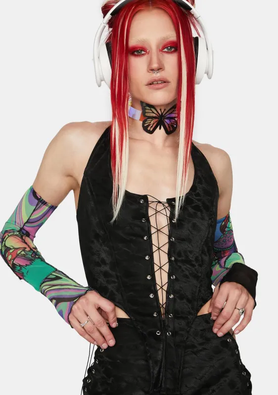 Wicked New Dramatics Lace-Up Top sold by Dolls Kill
