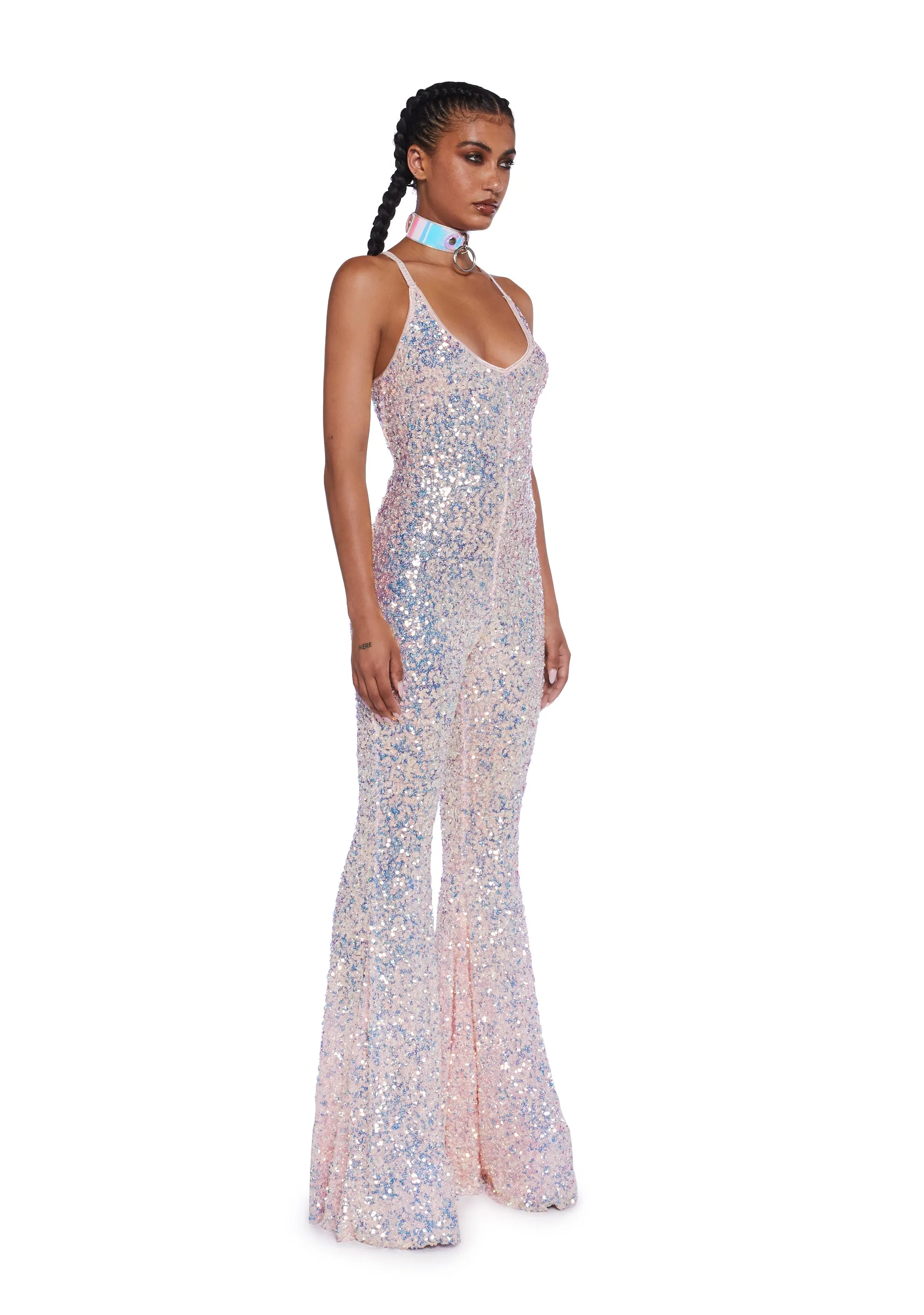 Sparkle Nights Sequin Jumpsuit- Metallic sold by Dolls Kill product image thumbnail 4