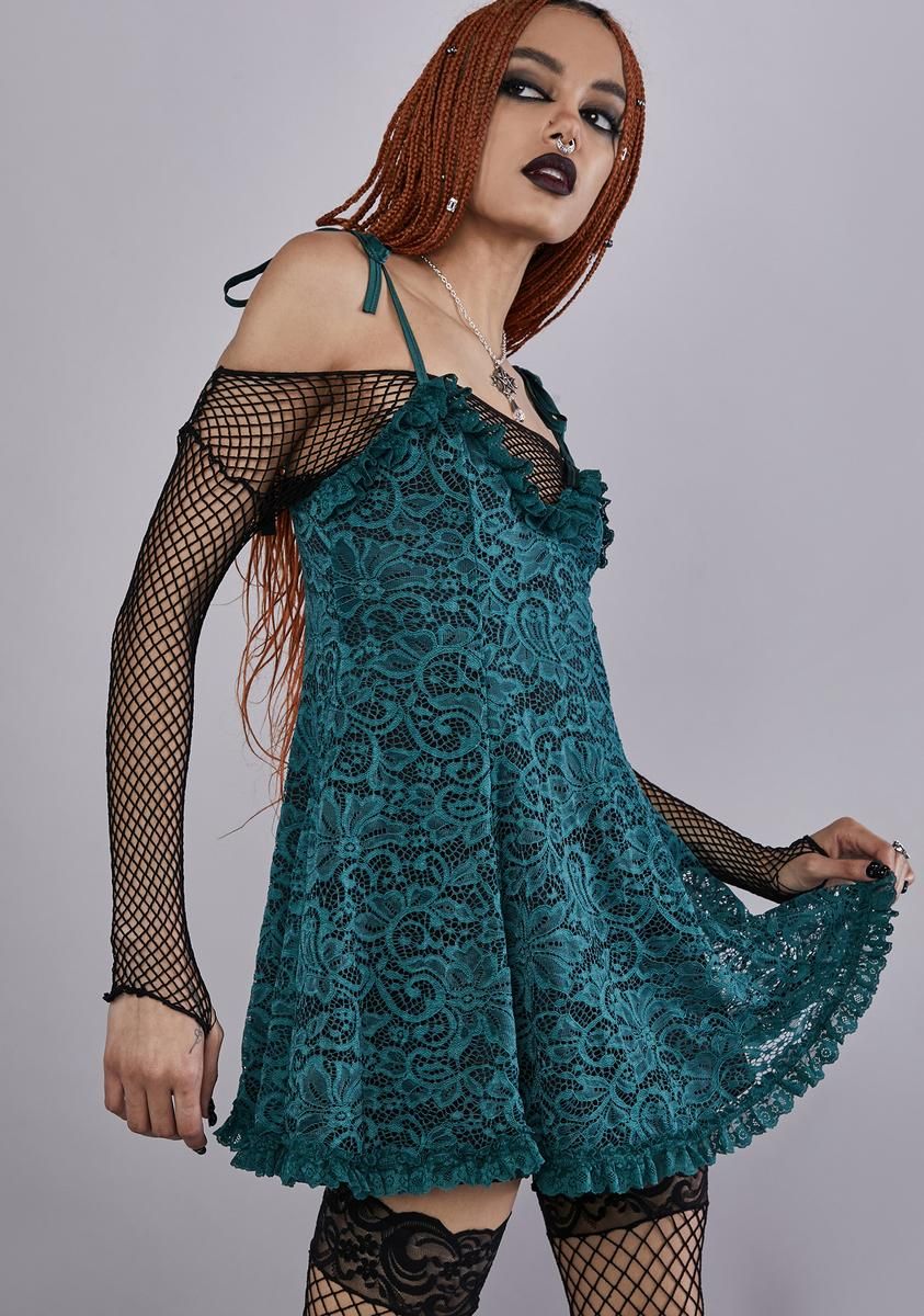 Emerald Faithfully Doomed Lace Dress sold by Dolls Kill product image thumbnail 2
