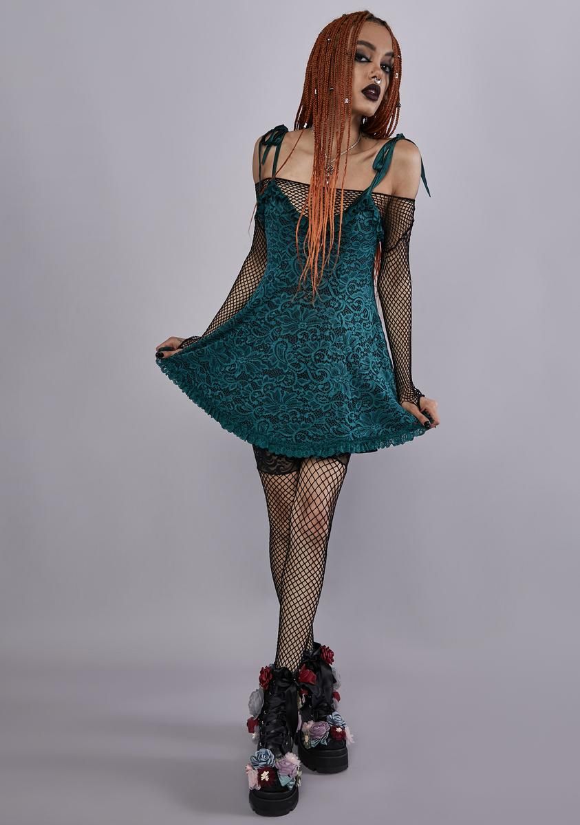 Emerald Faithfully Doomed Lace Dress sold by Dolls Kill product image thumbnail 3