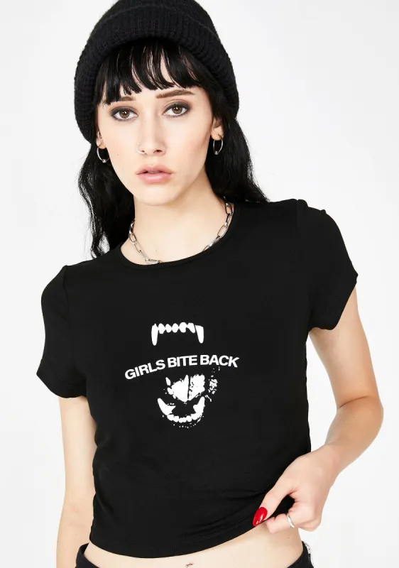 Girls Bite Back Crop Tee sold by Dolls Kill