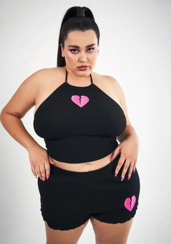 Showing No Affection Halter And Shorts Set sold by Dolls Kill