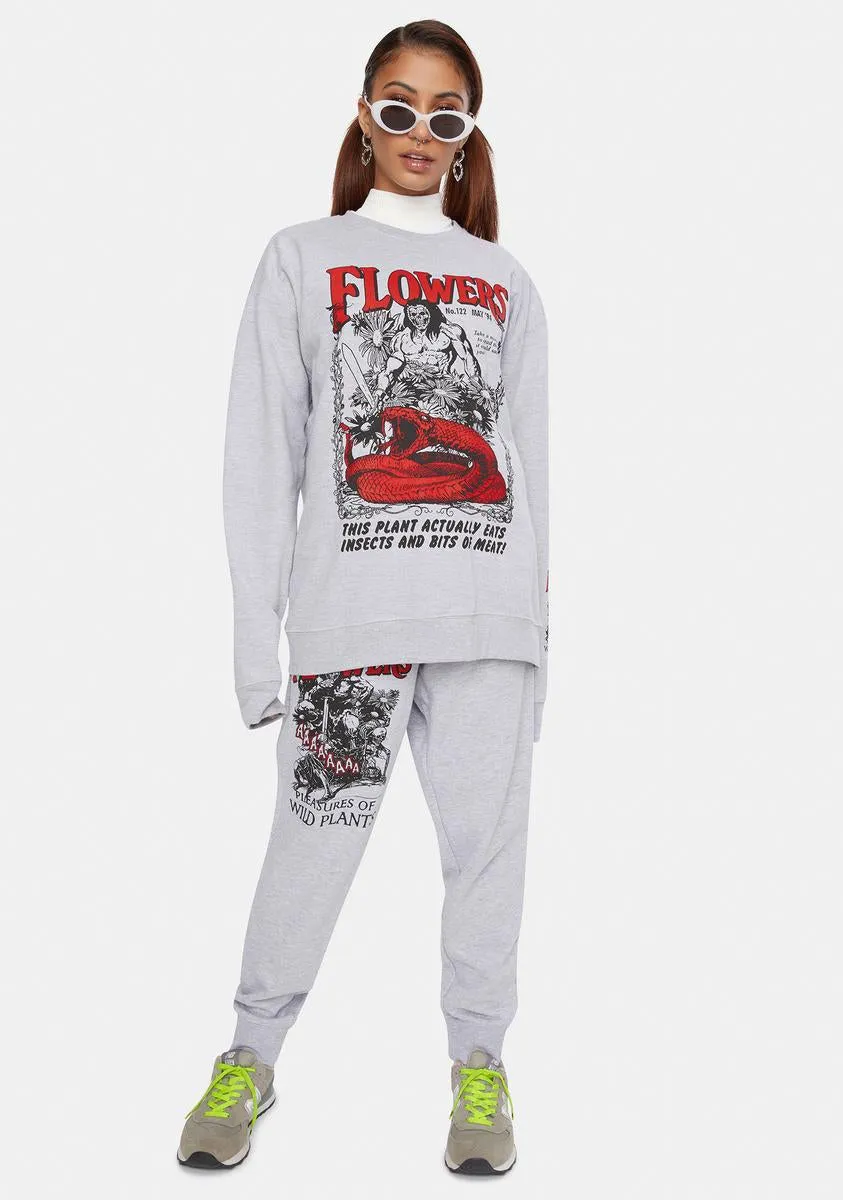 X Playdude Flowers Graphic Crewneck Sweatshirt sold by Dolls Kill product image thumbnail 3